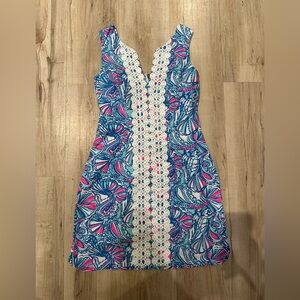 Lilly Pulitzer Blue and Pink Patterned Dress, NWOT size 2